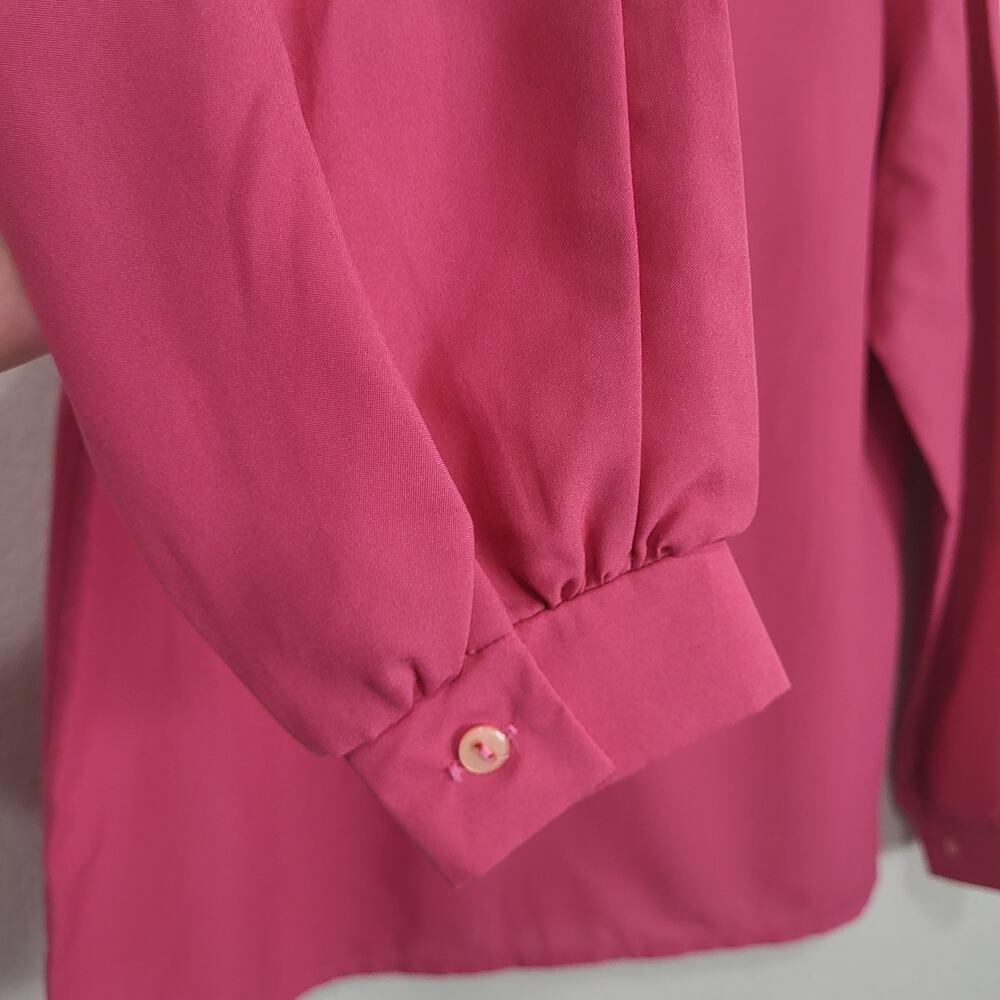 Vintage Blouse Donnkenny Women Size 10 / 12 Pink Bow neck office 80s 90s Office - Picture 7 of 11